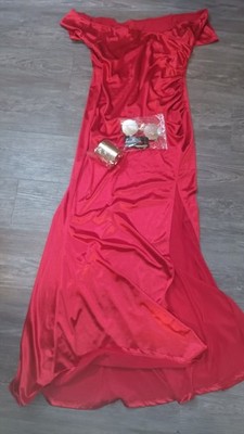 Scarlet Off Shoulder Slit Dress Costume Ada Wong Cosplay with Accessories 