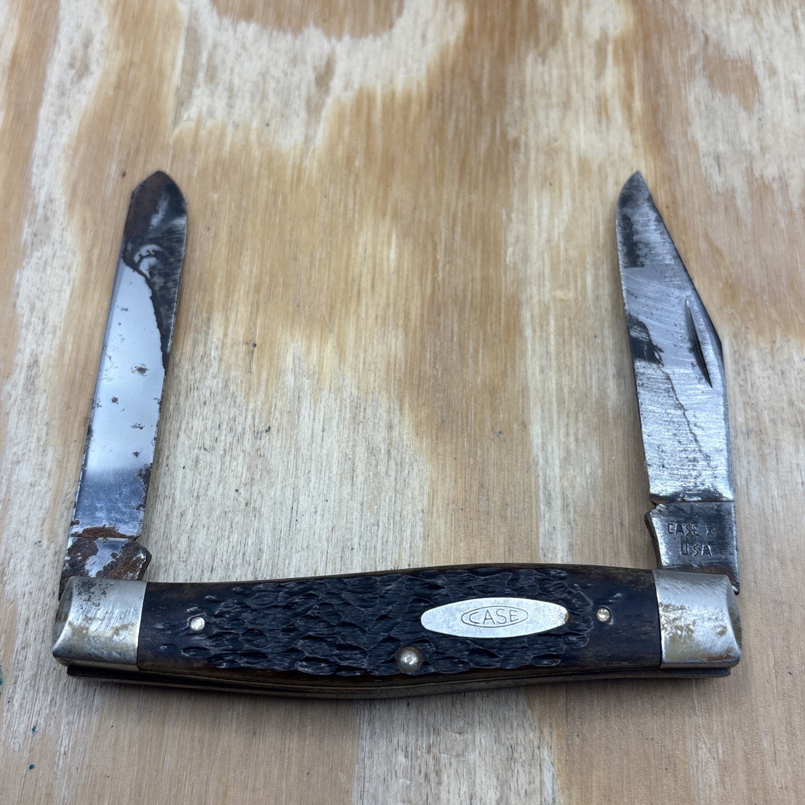 Vintage Case XX 8 Dot 1982 6275SP Moose Knife - Pretty Bone Handles