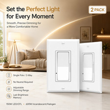 LED Dimmer Switch 3-Way Single Pole, Slide Br...