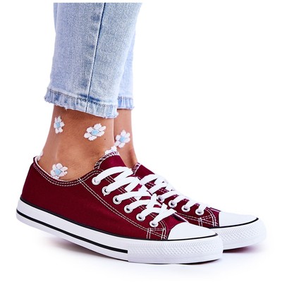 Klassische Damen-Turnschuhe gebunden Burgund Be Mine rot