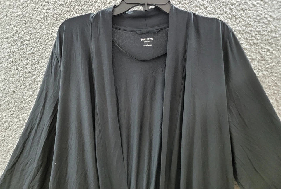 State of Day кружевной отделки вязаный надежном халат женский размер большой глубокий черный длинным рукавом - Изображение 3 из 4