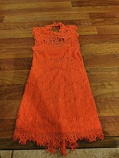 Free People Xs Red Lace Crochet Dress High Collar