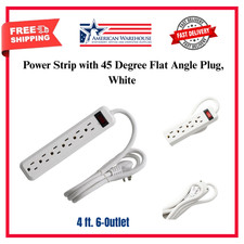 4 ft. 6-Outlet Power Strip with 45 Degree Flat Angle Plug, White