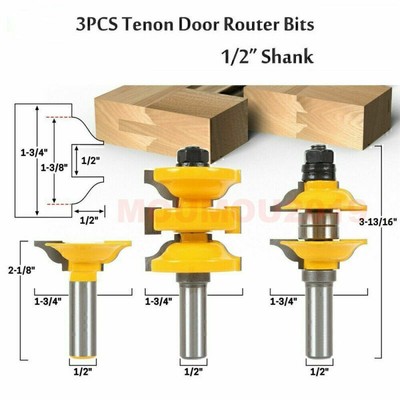 3PCS 1/2'' Shank Entry & Interior Door Ogee Matched R&S Router Bit Milling Wood