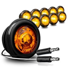10pc 3/4" Amber 12V LED Marker Lights for Trailer, Truck, RV - IP67 Waterproof