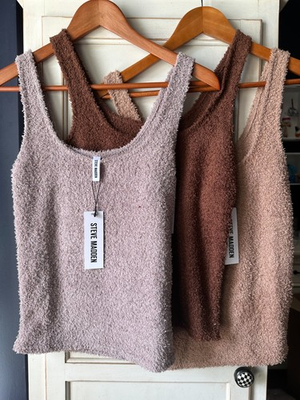 #ad Steve Madden Women#x27;s Scoop Neck Chenille Sleep Tank Top $15.00