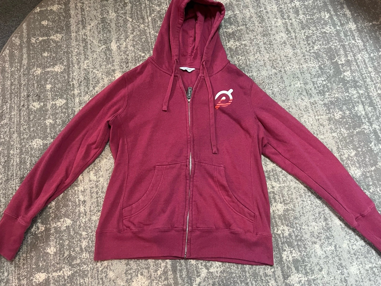 Peloton Maroon Zip Up Hooded Sweatshirt Size M
