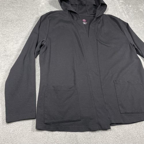 Isaac Mizrahi LIVE! Open Front Hoodie Womens XL Black Hooded Pockets Tagless - Picture 6 of 10