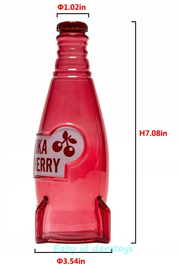 Fallout 4 76 Nuka Cherry Glass Bottle and Cap Collection H7in