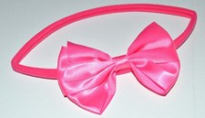 NEW Fuchsia Pink Soft Fabric With Satin Bow Headband Bandeaux Childrens