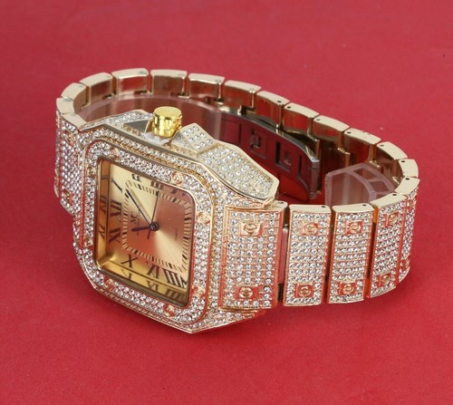 Men's Iced Luxury Bezel & Band Hip Hop GP Montres Carlo Watch - Picture 3 of 7
