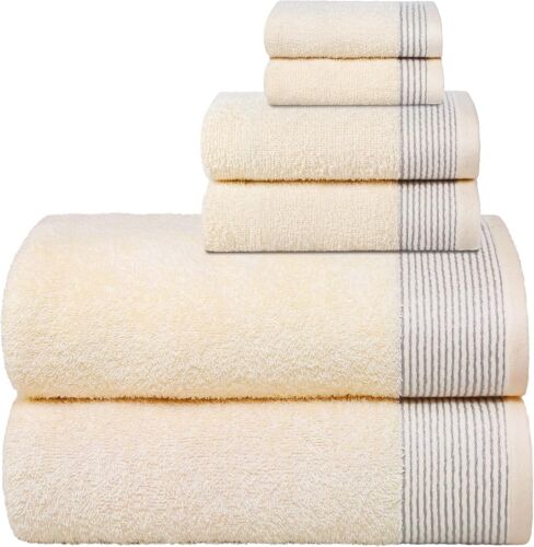 Cotton Ultra Soft 6 Pack Towel Set, Contains 2 Bath Towels 28x55 inchs,
