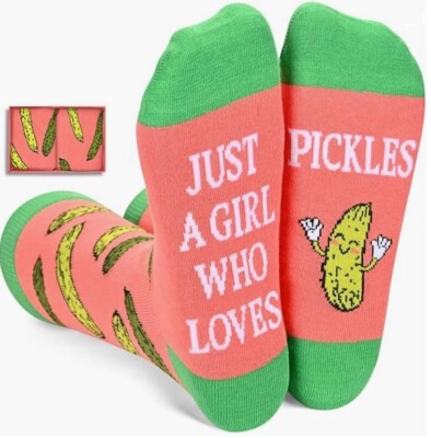 Just A Girl Who Loves Pickles Socks_Novelty, Fun, Cucumber Gift Stocking Stuff