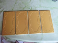 4x alte Fliesen Kacheln original 70er Jahre  gelb  9,7 x 19,7 cm   ( NOS )