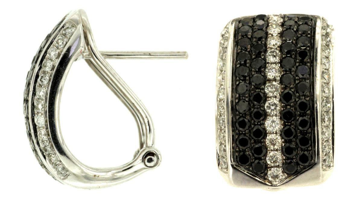 AMPI ORECCHINI CLIP ON AMPI 1 53 CT DIAMANTI BIANCHI E NERI ORO BIANCO 14KT 3D multi fila