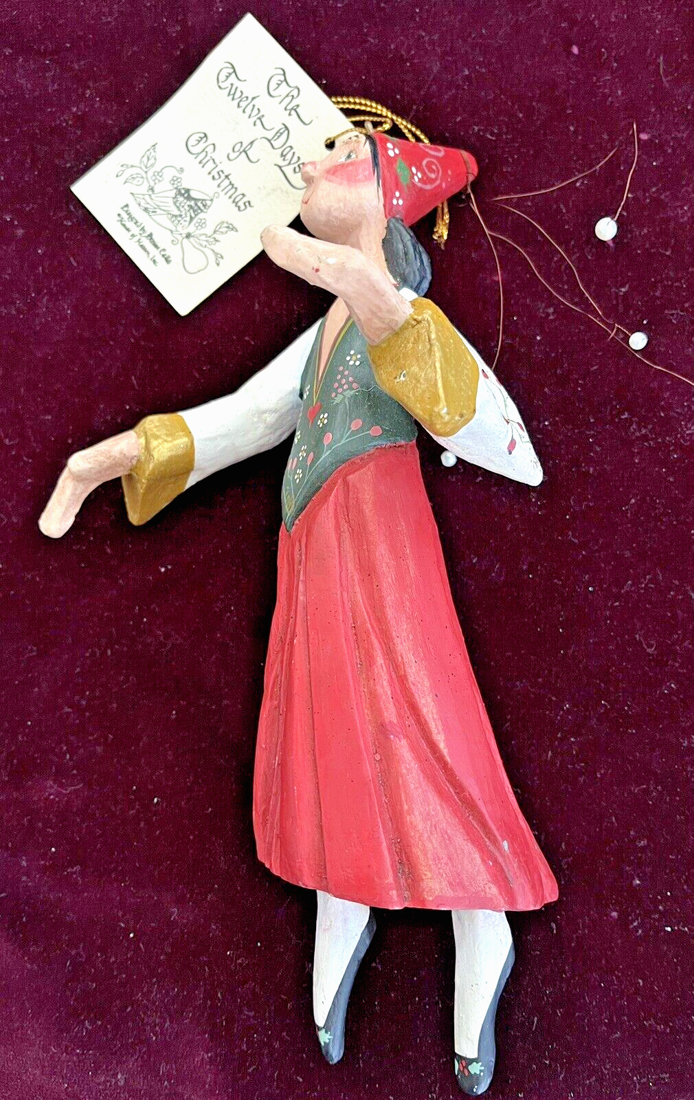 Signed House of Hatten 12 Days of Christmas Ornament Ladies Dancing 1989 Tags-image