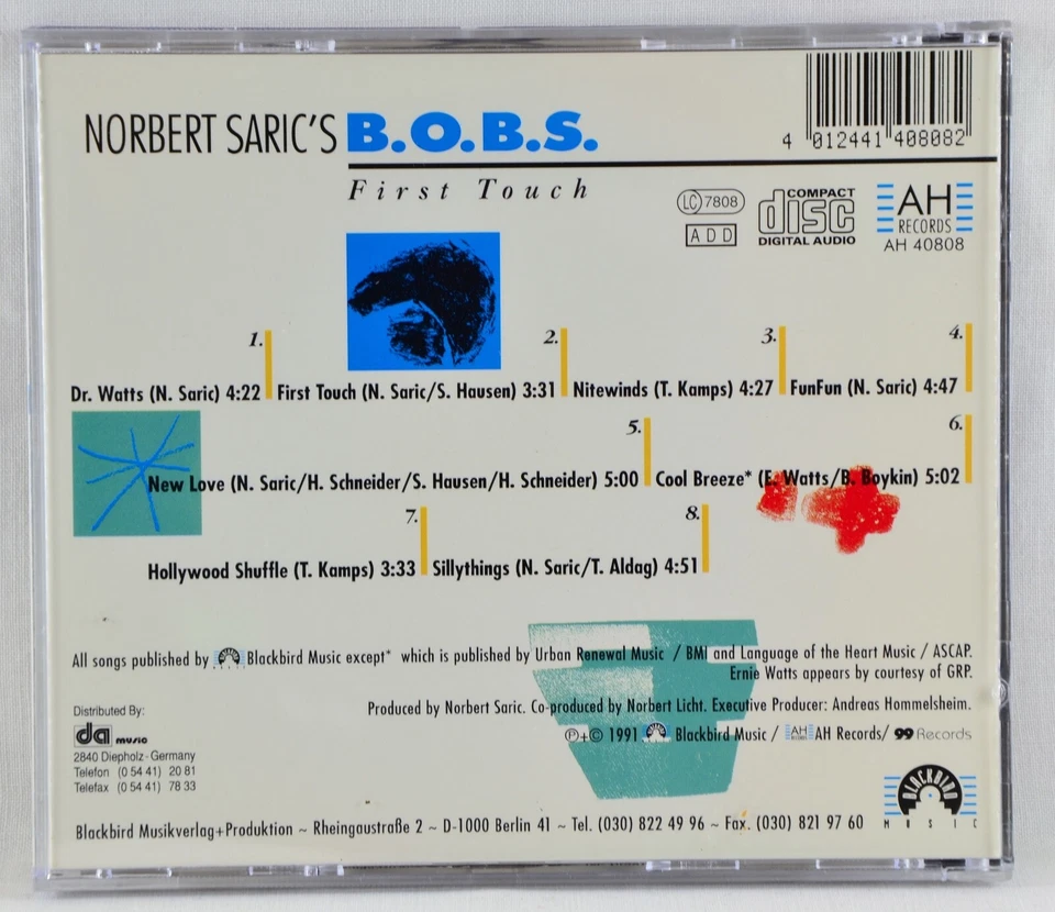NORBERT SARICS B.O.B.S. feat. WATTA / MCCALLA - First Touch - AH Records CD 1991 - Bild 2 von 3