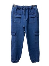 Ladies Denim Baggy Jeans Elastic Waist Trouser Cotton Knit Cargo Joggers ST- 82
