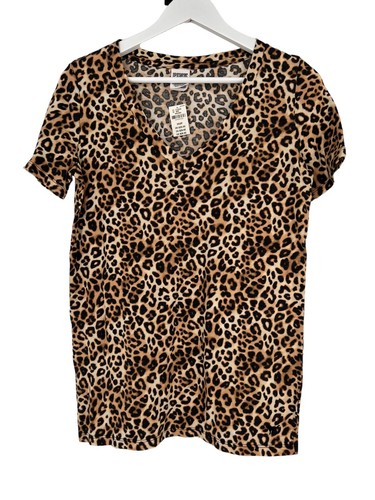 Camiseta Top Victorias Secret Talla XS Estampado Animal Cuello en V S/S Mezcla de Algodón Nueva con Etiquetas - Imagen 9 de 12