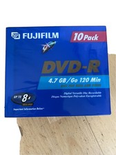 Fujifilm 10 Pack DVD-R Recordable 4.7GB 120 Min Discs for Data and Video