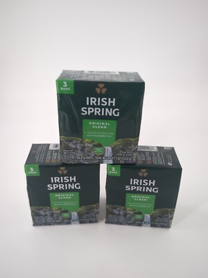 Irish Spring Deodorant Soap Bars Original 3.75 Oz Each(3pk) Lot Of 3 ...