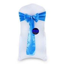 100 BLUE Satin Chair Sashes Bows Wedding Party Banquet Event DIY Decorations
