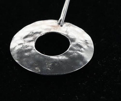 Silpada Earrings #W1654 Sterling Silver Oxidized Hammered Circle Discs Threader - Picture 6 of 7