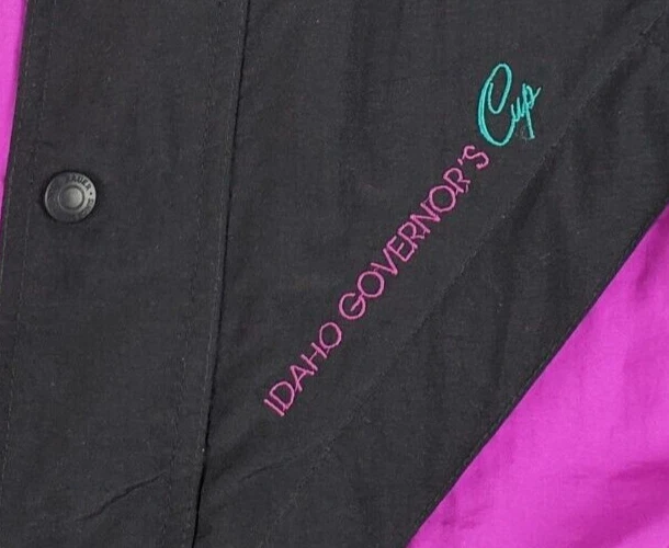 Chaqueta De Colección Eddie Bauer Para Mujer MEDIANA Nylon Cremallera Completa Negro Rosa Bloque de Color Foto 4 de 4