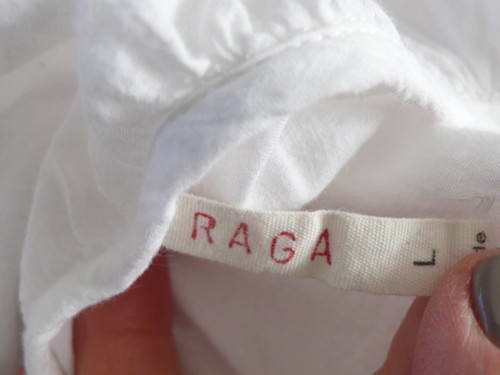 RAGA Women's White W Navy Embroidery Spaghetti Strap Cotton Tunic Blouse Sz L - Picture 5 of 5
