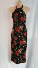 NWT Womens Windsor Black Sexy Bodycon Floral Dress Cutout Back & Zipper Size L