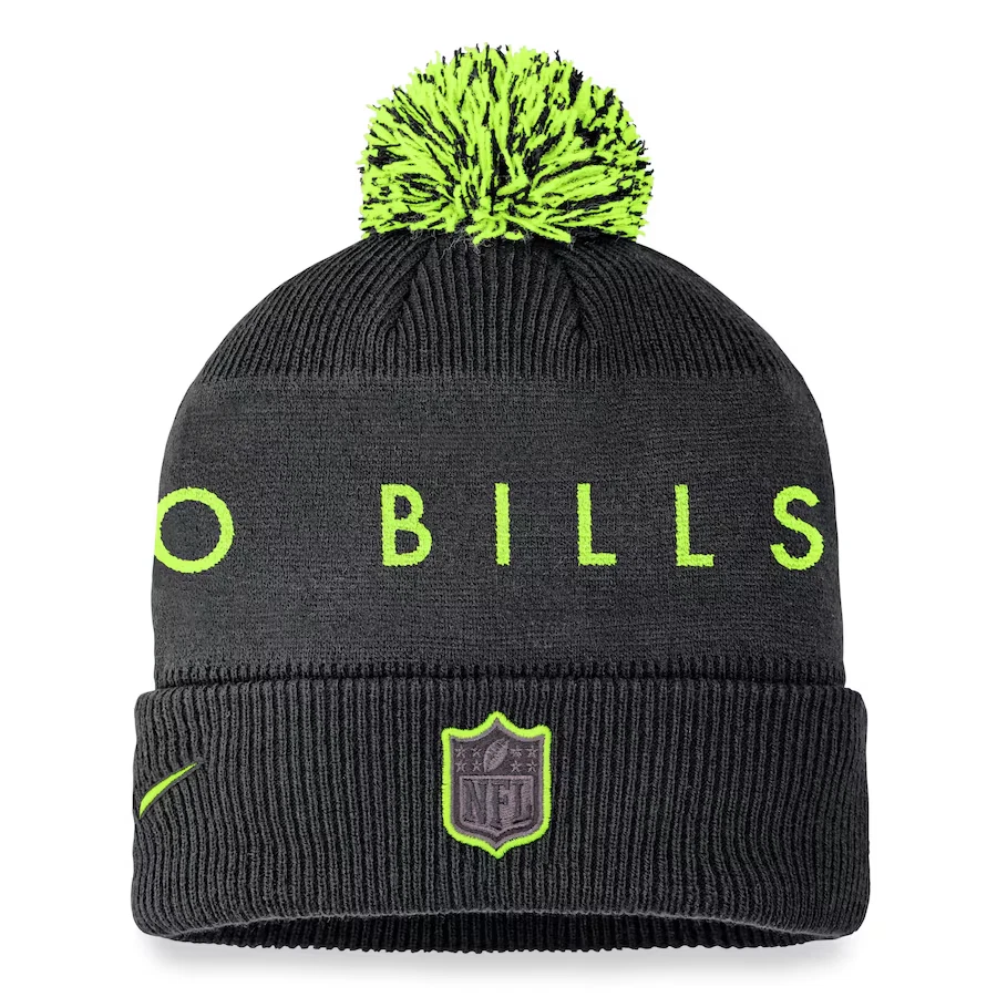 Nuevo gorro tejido con puños Buffalo Bills Nike Volt con pompón NFL verde neón para hombre Foto 2 de 2