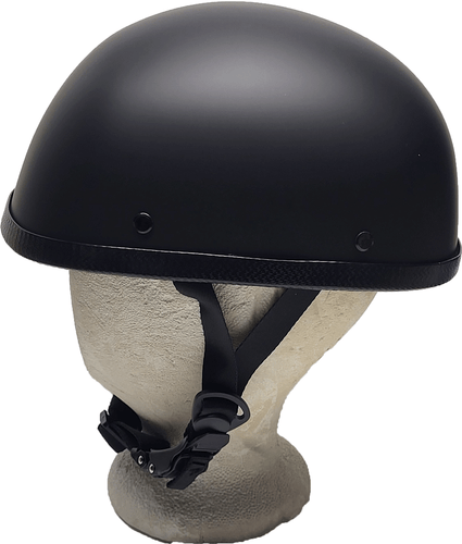 FLAT BLACK BEANIE HELMET LOW PROFILE BIKER MOTORCYCLE NOVELTY HELMET - Foto 2 di 5