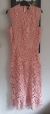Boohoo Cocktail Dress UK Size 8 Exclusive Pink Sleeveless Lace Party Midi