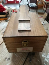 Vtg KIWI Hand Crafted Shoe Valet Shoe Shine Dovetail Wooden Box Full See Pics