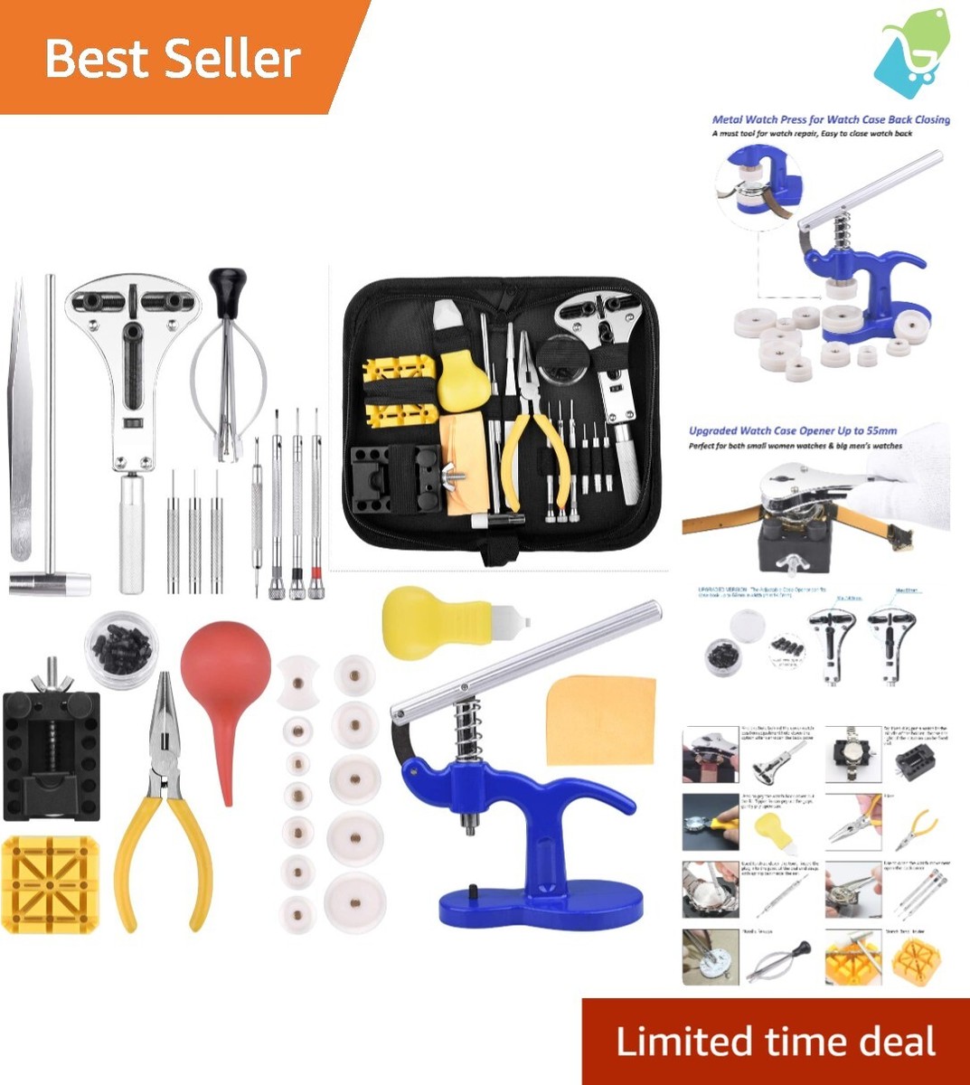 Professional Watch Repair Tool Kit with Capping Machine Portable