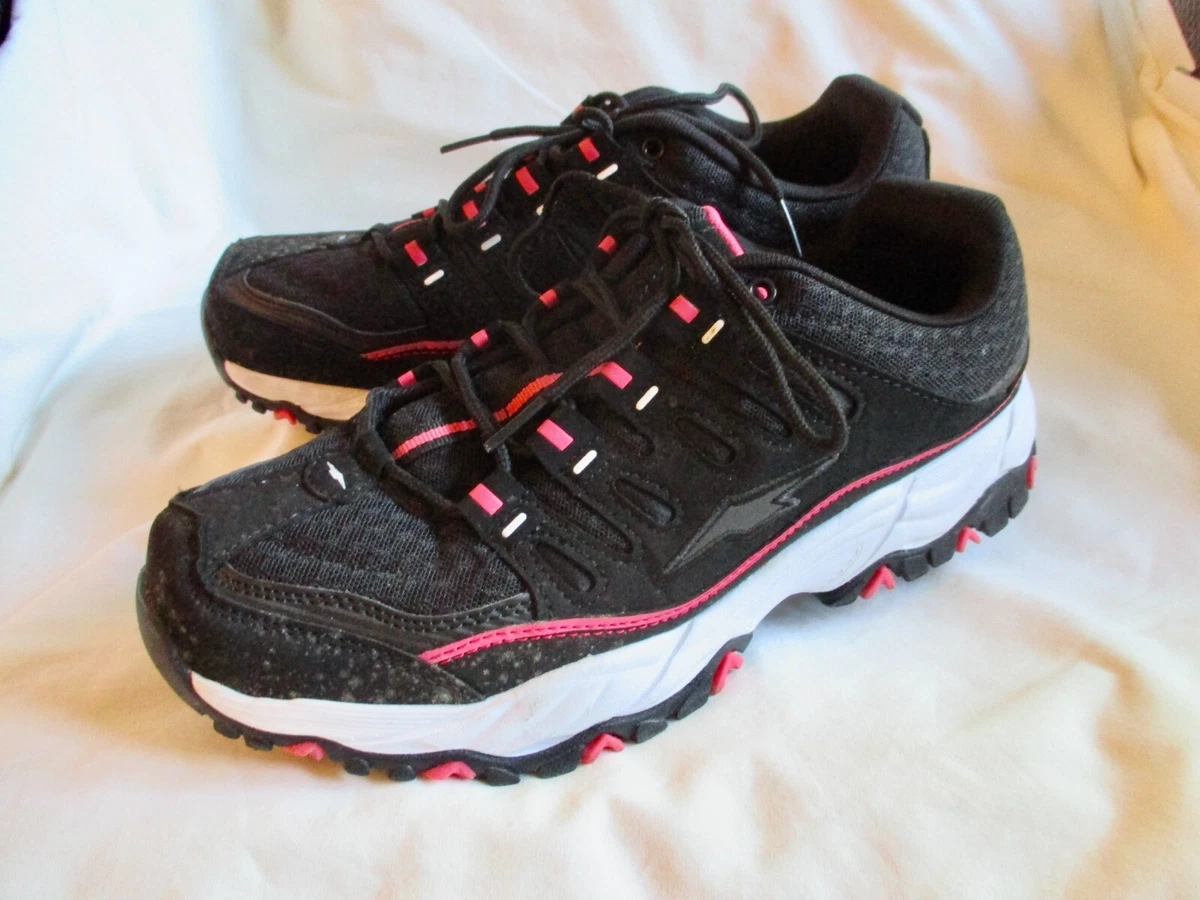 Avia Memory Foam Athletic Shoes - Womens 10 Black w/ Hot Pink, Lace Up