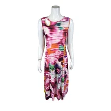 Attitudes by Renee Petite Como Jersey Keyhole Dress Blurred Rainbow PL Size