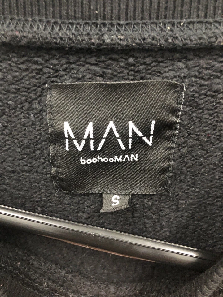 "Sudadera Boohoo Hombre a Rayas Negra Blanca Talla S Pecho 38""" Foto 2 de 3