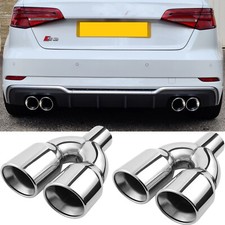 For Audi A3 S3 A4 S4 A5 S5 2.5" to 3.5" Dual Exhaust Pipe Quad Tips Double Wall