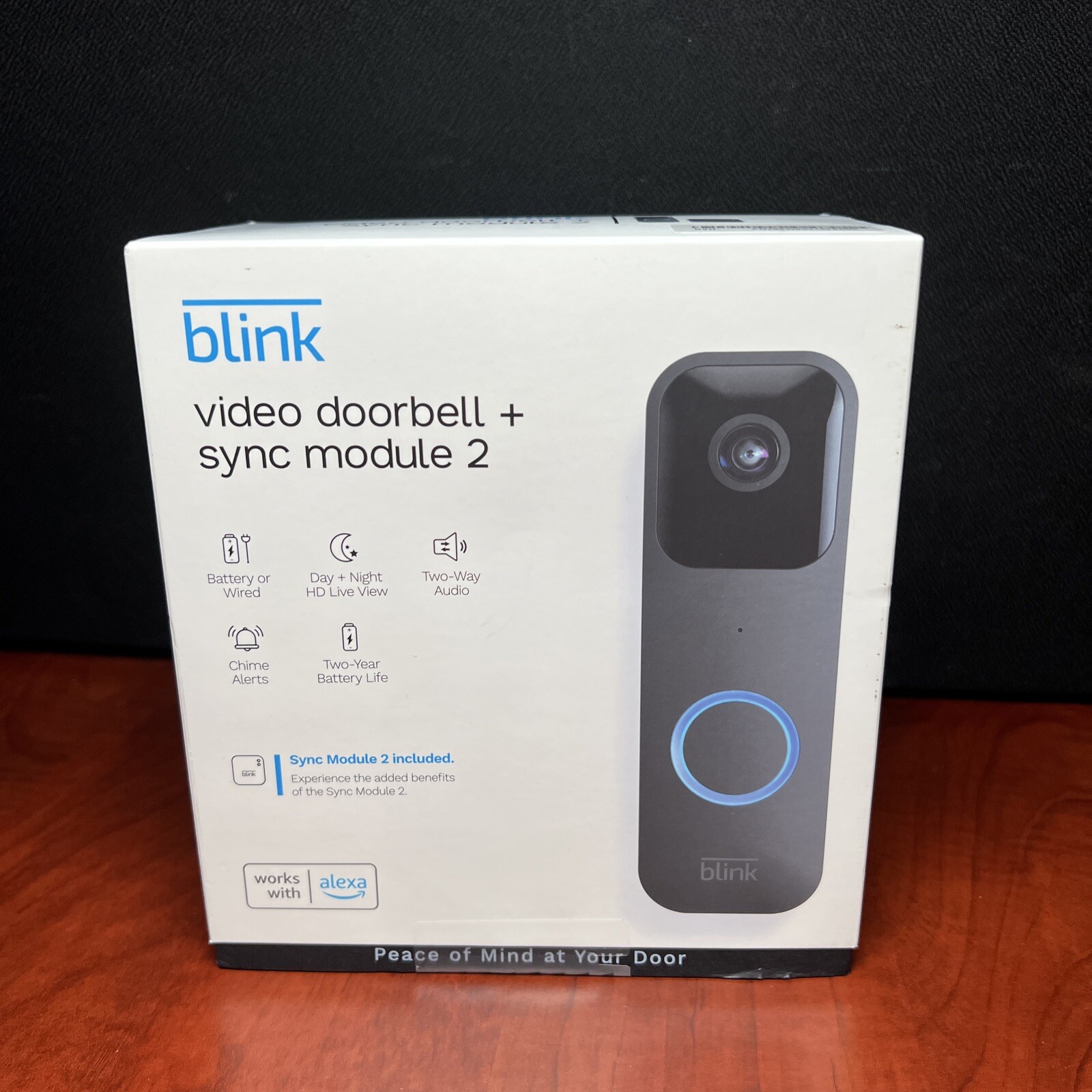 Blink Video Doorbell + Sync Module 2 - (Black Color) New (1186)-image