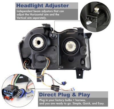 2008 2009 2010 Jeep Grand Cherokee RH Passenger Side Halogen Headlight