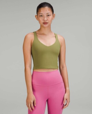 Lululemon Align Tank Top Bra Size 8 Bronze Green Cropped