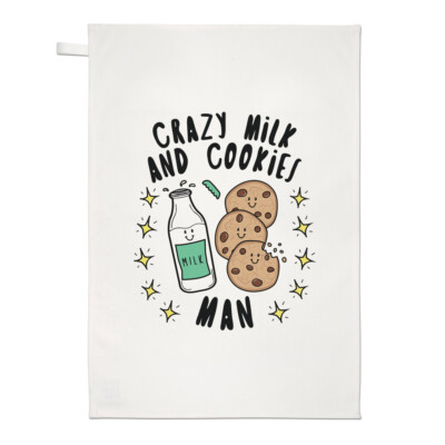 Crazy Milk And Cookies Man Stars Geschirrtuch Geschirrtuch lustiger Witz Schokolade