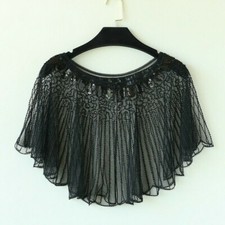 Femme Cape Poncho Maille Dentelle Chemisier Châle Enveloppant Perlé Paillette