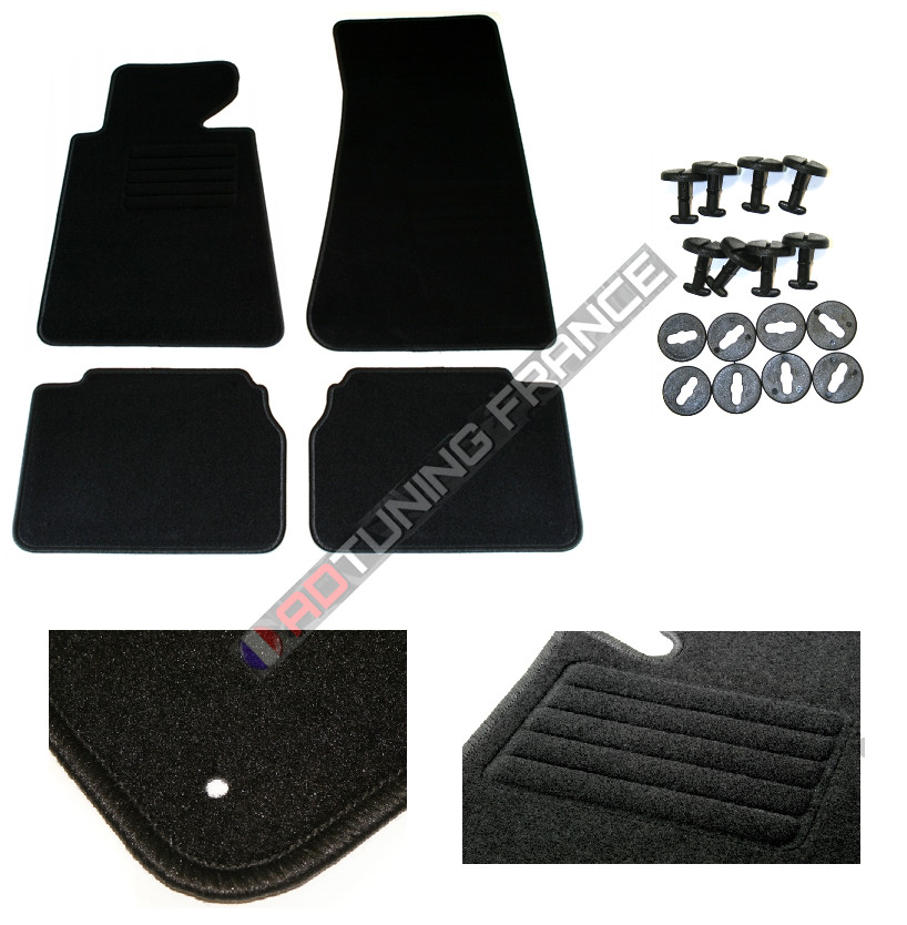 Tapis de sol velours noir sur mesure pour BMW Série 5 E34 berline de 1988 à 1995