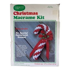 Christmas Macrame Kit Candy Cane 8112 Vintage 17  x 8  NEW