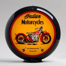 Indian M.C. Motorcycle 13.5" Gas Pump Globe w/ Black Plastic Body (G265)