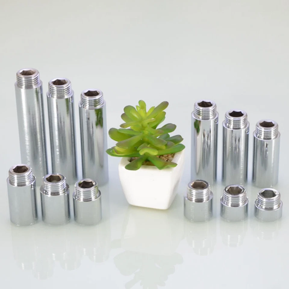 1/2" BSP Verlängerungsrohr Innengewinde x Außen Messing verchromt Länge 10-500mm - Bild 4 von 4