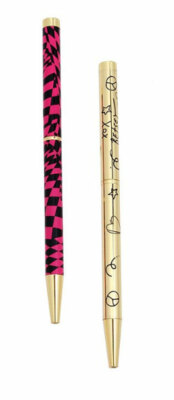 Betsey Johnson Hot Pink Checkered Pen Set Barbiecore