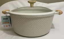 D&W Deane & White 10.3qt Premium Shiny White Weave Casserole Pot W/Lid 12.5” NEW